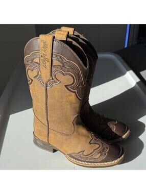 Blazin Roxx Tan and Brown Kids Cowboy Boots
